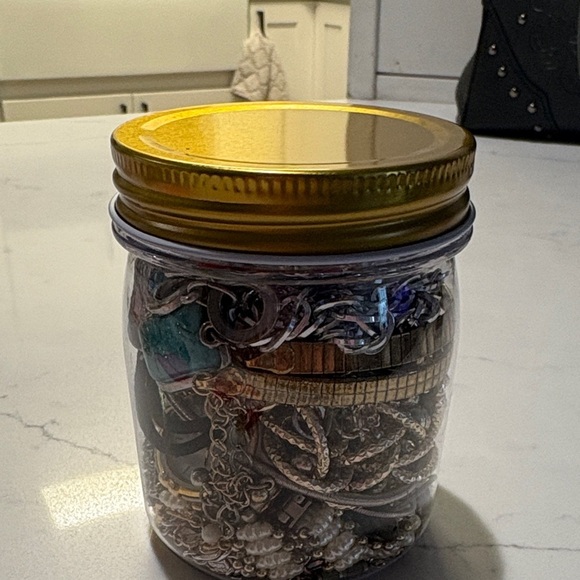 Assorted Jewelry in plastic Jar with Gold Lid 1 - Picture 2 of 7